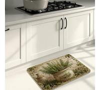 Gather & Cook Kitchen Mats for Floor, Vintage Herb and Grape Pattern Soft Mats, Spring Cushioned Comfort Washable Decor Rugs for Kitchen Sinks Laundryroom Bathroom 16x24 Inch