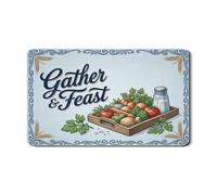 Gather & Feast Dish Drying Mats for Kitchen Counter, Blue Floral Absorbent Rubber Dish Drainer Rack Mat, Rustic Vintage Style Drying Pad for Home 12x20 Inch