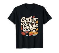 Gather & Giggle Fall Thanksgiving Pie Wine Leaves T-Shirt