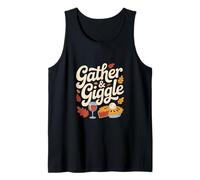 Gather & Giggle Fall Thanksgiving Pie Wine Leaves Tank Top