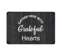 Gather Here with Grateful Hearts Metal Signs Outdoor 8x12 Inch Hanging Dining Room Living Room Business Home Décor Aluminum Tin Signs Wall Art Plaques for House