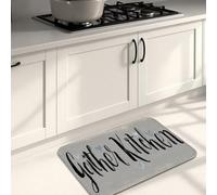 Gather Kitchen Mats for Floor, Modern Script and Heart Patterns Soft Mats, Cushioned Comfort Washable Non Slip Decor Rugs for Kitchen Sinks Laundryroom Bathroom 20x31 Inch