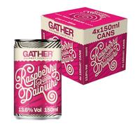 GATHER Raspberry Ripple Daiquiri | 4 x150ml Canned Cocktails | Fresh, tart Raspberries, Smooth Vanilla, White Rum | 13.6% ABV | Vegan and Allergen Free | Cocktail Pack
