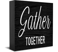 Gather Together New Home Decor Rustic Gift Ideas Wood Sign Desk Shelf Farmhouse Room Decorations 5 × 5 Inch