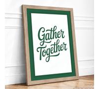 Gather Together Typography Framed Wall Art Print A4 (29.7×21cm) Oak, Wall Decor for Living Room, Bedroom, Office & Home, Ready to Hang, Art Gift