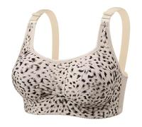 Gathered Bras for Women, Non Wired Bras for Women, Thin Leopard Print Seamless Bralette Perfect for Spring Summer Outings, Large-Size Anti Wandering Support Lingerie for Leisure and Daily Comfort