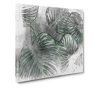 Gathered Green Plant Leaves Canvas Print | Gallery Wrapped 30mm Frame Wall Art | 20x20 inches | Ready to Hang | Abstract Floral Picture | Living Room Bedroom Lounge Office