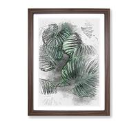 Gathered Green Plant Leaves In Abstract Modern Framed Print | A4 Walnut Framed Wall Art | Ready to Hang | Abstract Floral Picture | Living Room Bedroom Lounge Office