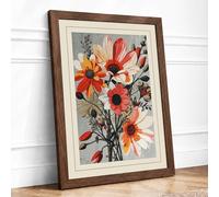 Gathered Posy Botanical Framed Wall Art Print A4 Walnut