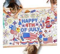Gatherfun 4th of July Coloring Tablecloth | Patriotic Giant Poster 31.5x72 | Ideal for Independence Day Decor & Activities | American Flag-Themed for Classroom Wall or School Party Table Cover