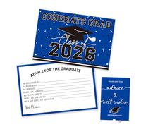Gatherfun 50PCs Graduation Wish & Advice Cards for Class of 2026 - Graduation Party Favors ，Graduation Decorations, Congrats Grad Graduation Cards to Cherish Memories（Blue and Black）