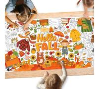 Gatherfun Hello Fall Giant Coloring Poster, 31.5 x 72 Inch Fall Crafts Activity Poster and Fall Tablecloth for Classroom, School Party, Birthday and Special Event Decoration