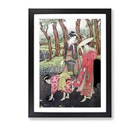 Gathering Shells By Utagawa Toyokuni Asian Japanese Framed Print | A2 Black Framed Wall Art | Ready to Hang | Asian Nature Picture | Living Room Bedroom Lounge Office