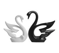 GATHINESS 1 Pair Ceramic Swan Lover Figurines Decorative Ornaments for Home and Car Interior, Unique Black and White Couple Sculpture, Desktop and Indoor Decor