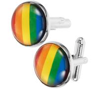 GATHINESS 1 Pair Rainbow Pattern Cufflinks for Men Zinc Alloy Suit Jewelry, Versatile Accessory with Classic Fashion Style, Easy to Use Decorative Cuff Links for Shirts and Formal Occasions