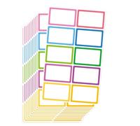 GATHINESS 100 Pieces Self-Adhesive Name Tag Stickers with Assorted Colour Borders, Easy to Paste and Convenient to Store, Multipurpose Label Sheets for Home and Classification Plan