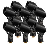 GATHINESS 10pcs Large Size Microphone Clips with Female Adapter, Wireless Microphone Holder Clamp in Black, Made of Sturdy Pe and Abs Materials, for Podcasting and Live Streaming Audio