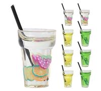 GATHINESS 12 Scale Tiny Glass Bottles with Yellow Lemon, and Mixed Fruit - Miniature Wine Bottles for Dollhouse Kitchen, Tea Party, and Mini Bar Decor