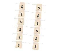 GATHINESS 12pcs Drawstring Storage Bag Money Bag Drawstring Canvas with Letter Pattern Design Design for Wrapping and Candy at Party and Family Gathering