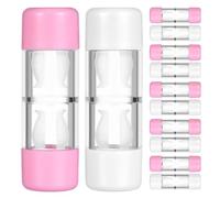 GATHINESS 12pcs Lens Case Contact Lense Cases Plastic Leakproof Compact Separated Compartments Deep Cup for Soft Contact Lenses and Rigid Gas Permeable Lenses Travel Vacations Pink White