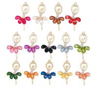 GATHINESS 14pcs Rhinestone Ballet Dancer Girl Charms Pendants for DIY Jewelry Making Accessories, Alloy and Resin Material, for Necklace or Sweater Chain Decoration