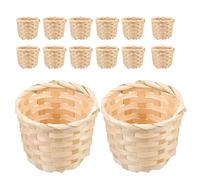 GATHINESS 15pcs Mini Bamboo Storage Baskets, Handmade Woven Fruit and Egg Baskets, Lightweight Rustic Style Organizers for Desktop Sundries and Themed Parties