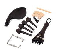 GATHINESS 15pcs Violin Accessories Kit with Ebony Tailpiece Chinrest Endpin Tail Gut and 4 Pegs Wooden Material Sturdy with Beautiful Appearance for DIY High-grade Violins Black