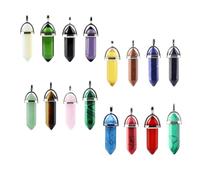 GATHINESS 16 Pcs Hexagonal Crystal Pendants with Smooth Surface, Assorted Colours, for DIY Necklace Making and Keychain Pendant, Chic Style for Art Collection and Jewelry Crafts