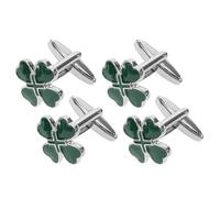GATHINESS 2 Pairs Cuff Links Mens Cuff Decorations Irish Party Favors Alloy Green Drip Oil Heart Four Leaf Clover St Patricks Day Weddings Interviews