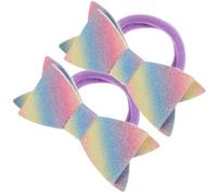GATHINESS 2 Pcs Glitter Bow Hair Ties, Elastic Ponytail Holders with Fashionable Design, Fabric Material, Easy to Remove and Hold Thick Hair, for Day and Christmas