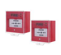 GATHINESS 2 Sets Fire Emergency Button Red Plastic Manual Call Point with Wall Mount for Fire Alarm Pull Station Locations and Public Spaces, Comprehensive Safety Sound Light Siren