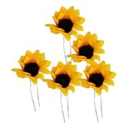 GATHINESS 20pcs Artificial Chrysanthemum Hair Stick Daisy Flower Hair Pin Cloth U-shaped Yellow Floral Hairpin for Women Party Updos Daily Styles