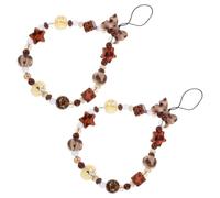 GATHINESS 2pcs Beaded Phone Charm Wrist Straps with Timeless Retro Design, Comfortable Anti-lost Resin Lanyards for Keychain and Camera, for Daily Activities the Go
