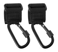 GATHINESS 2pcs Black Stroller Hanging Hooks Made of Pu and Alloy Non-Slip Clips for Shopping Cart and Stroller Carrying Shopping Bags and Increasing Storage Space