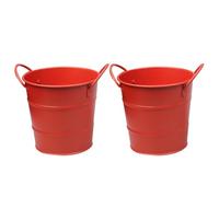GATHINESS 2pcs Creative American-style Mini Ice Buckets in Red Iron, Decorative Chips and Snack Storage Buckets with Heat Preservation, for Placing on The Desk Or