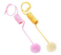 GATHINESS 2pcs Creative Plush Cat Spring Balls for Indoor Cats Portable and Abrasion-resistant Fuzzy Balls for Interactive Diversion and Play