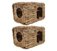 GATHINESS 2pcs Foldable Grass Pet Hideout for Small Pets and Rabbits, Comfortable Indoor and Outdoor Resting House, Natural Woven Material, Bunny Tunnel and Guinea Pig Hideout