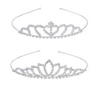 GATHINESS 2pcs Gorgeous Elegant Bridal Tiara Headband with Silver Metal and Rhinestone, Lightweight Portable Wearing Tiara Crown for Wedding and Special Soiree Hair Accessories