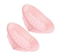 GATHINESS 2pcs Heart Shaped Basket Set with Rattan Effect, Multi-function Storage Boxes for Kitchen and Desktop, Large Capacity Pink Pp Book Organizer Basket and Desktop Sundry Tray