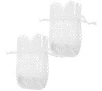 GATHINESS 2pcs Jewelry Storage Bag Small Cloth Drawstring Pouch 10x14cm White Burlap Lace Breathable Storage for Cosmetics and Stationery Travel Drawer Organiser