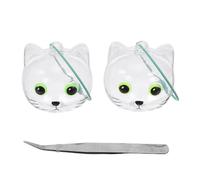 GATHINESS 2pcs Pet Hair Keepsake Keychain with Tweezers, Abs Cat Head Storage Capsule for Storing Memories and Pet Memorial, Convenient Portable Design for Cat Owners