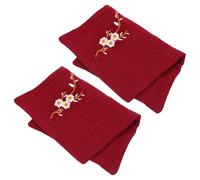 GATHINESS 2pcs Premium Cotton Tea Towels Fine Texture and Comfortable Feel, Embroidered Red Kitchen Cloth Napkins for Home and Tea House Use