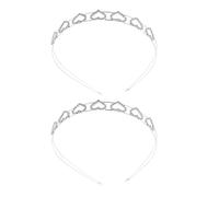 GATHINESS 2pcs Rhinestone Headband, Love Heart Headband, Double Layered Metal with Silver Rhinestones, Secure Fit for Women, Parties and Special Events