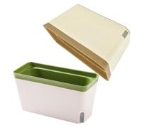 GATHINESS 2pcs Self Watering Herb Planter Box, Rectangular Plastic Pot | Built-in Reservoir with Cotton Core, Ventilated Roots, Prevents Soggy Soil, for Indoor Herbs, Cat Grass and Succulents
