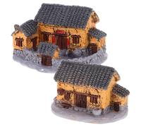 GATHINESS 2pcs Village Houses Fairy Houses for DIY Micro-landscaping Project Resin Material with Intricate Details Vintage Decor Charming Design Whimsical Magical Fairy Tale Unique Addition
