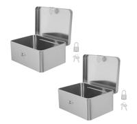 GATHINESS 2pcs Vintage Tinplate Storage Boxes with Lock and Key, Rectangular Desktop Organizers for Chocolate, Souvenirs, and Office Use, Portable Privacy Protection Storage Containers