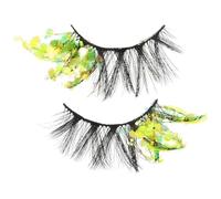 GATHINESS 2pcs Yellow Luminous False Eyelashes Fiber Material with Convenient to Use Feature, Not Easy to Break, Decorative and Beautiful for Occasion Makeup
