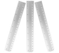 GATHINESS 3pcs Aluminum Alloy Straight Ruler Measuring Tool 20cm Silver Math Ruler Architects Engineers