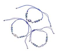 GATHINESS 3pcs Bead Evil Eye Bracelets Blue Beaded Bracelet with Alloy and Wax String Unique Design Adds A Touch of Mystery Showcases Individuality Festival Accessory for Women