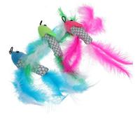 GATHINESS 3Pcs Cat Teaser Replacement Heads for Interactive Cat Teasing Stick, Plush Flying Fish Design, Mixed Colors, Pet Accessory for Indoor Kitten Play